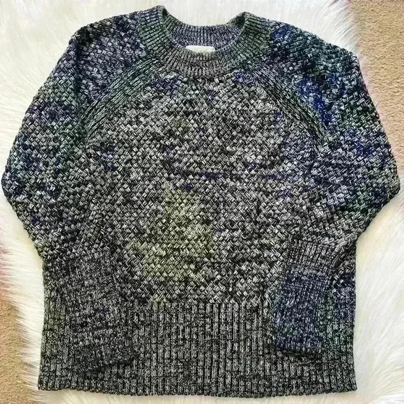 Universal Thread Blue White Heathered Basket Weave Sweater Large - Picture 1 of 4